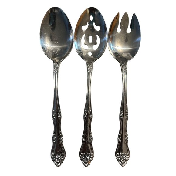 Vintage Stanley Roberts Dream Rose Stainless Steel Serving Set - Picture 3 of 4